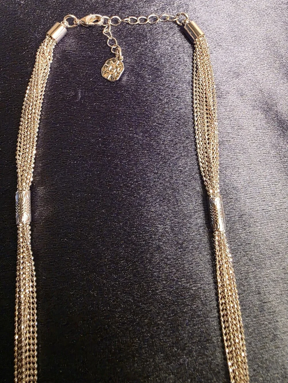 Monet Liquid Silver Multi Strand Mesh Chain Waterfall Statement Necklace Layered